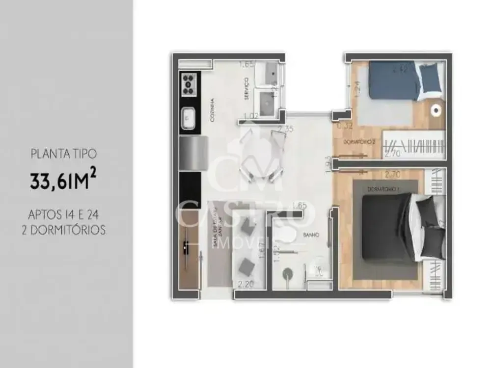 Apartamento, 2 quartos, 35 m² - Foto 1