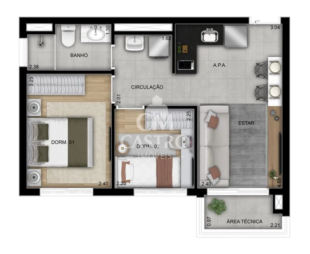 Apartamento, 1 quarto, 28 m² - Foto 1