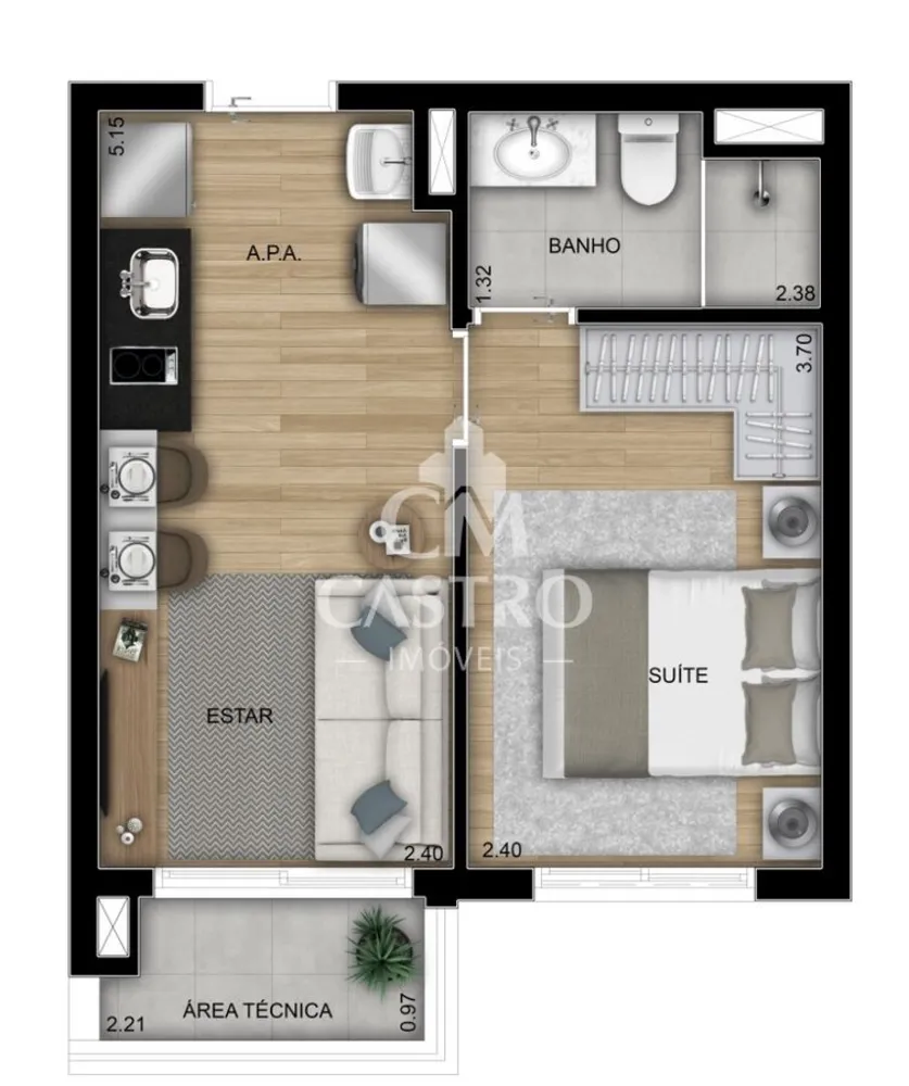 Apartamento, 1 quarto, 28 m² - Foto 8