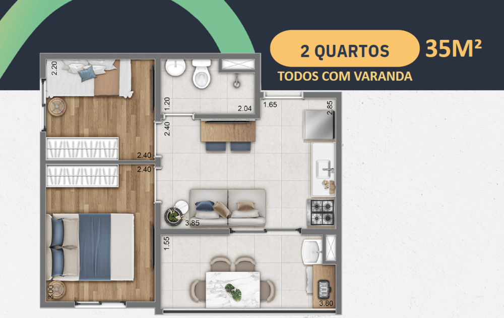 Apartamento, 2 quartos, 29 m² - Foto 12