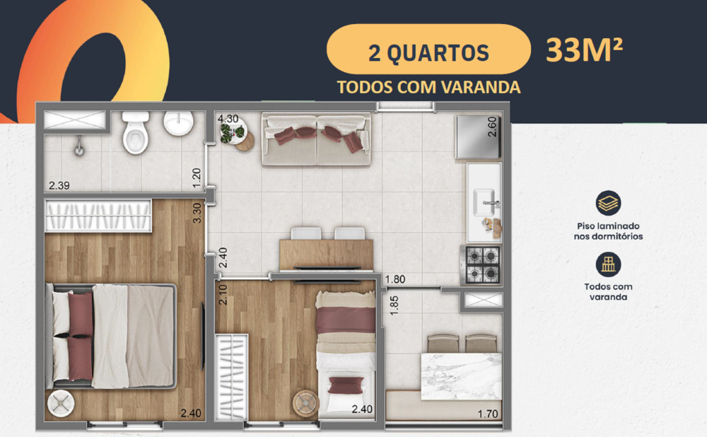 Apartamento, 2 quartos, 29 m² - Foto 13