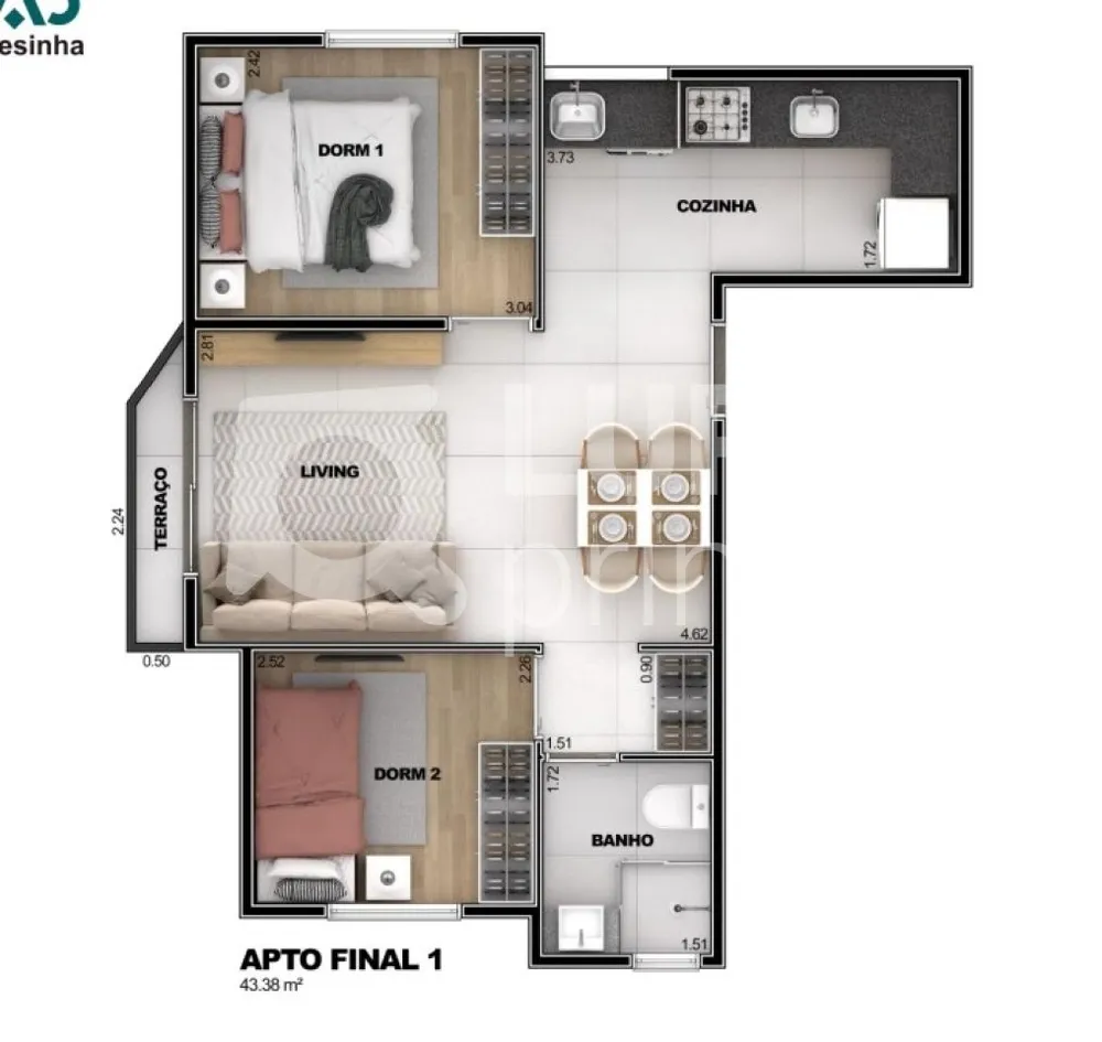 Apartamento, 2 quartos, 43 m² - Foto 6