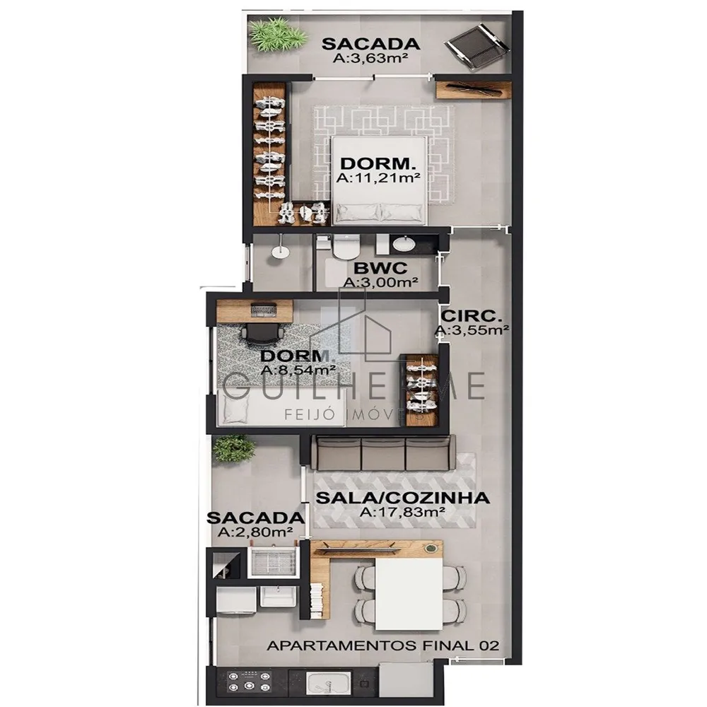 Apartamento, 2 quartos, 60000 m² - Foto 2