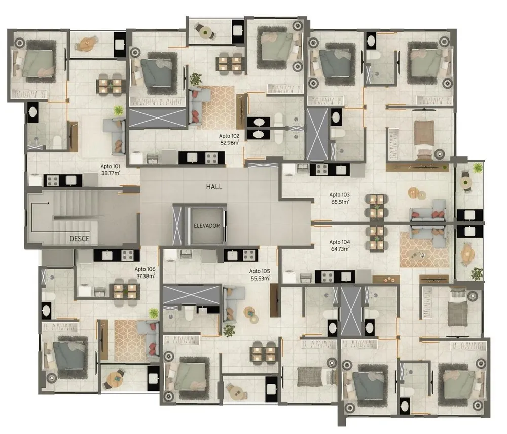Apartamento, 2 quartos, 53 m² - Foto 1