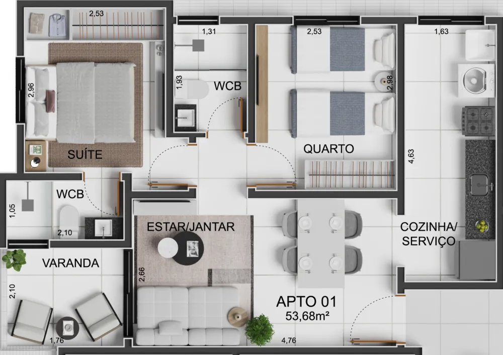 Apartamento, 3 quartos, 68 m² - Foto 8