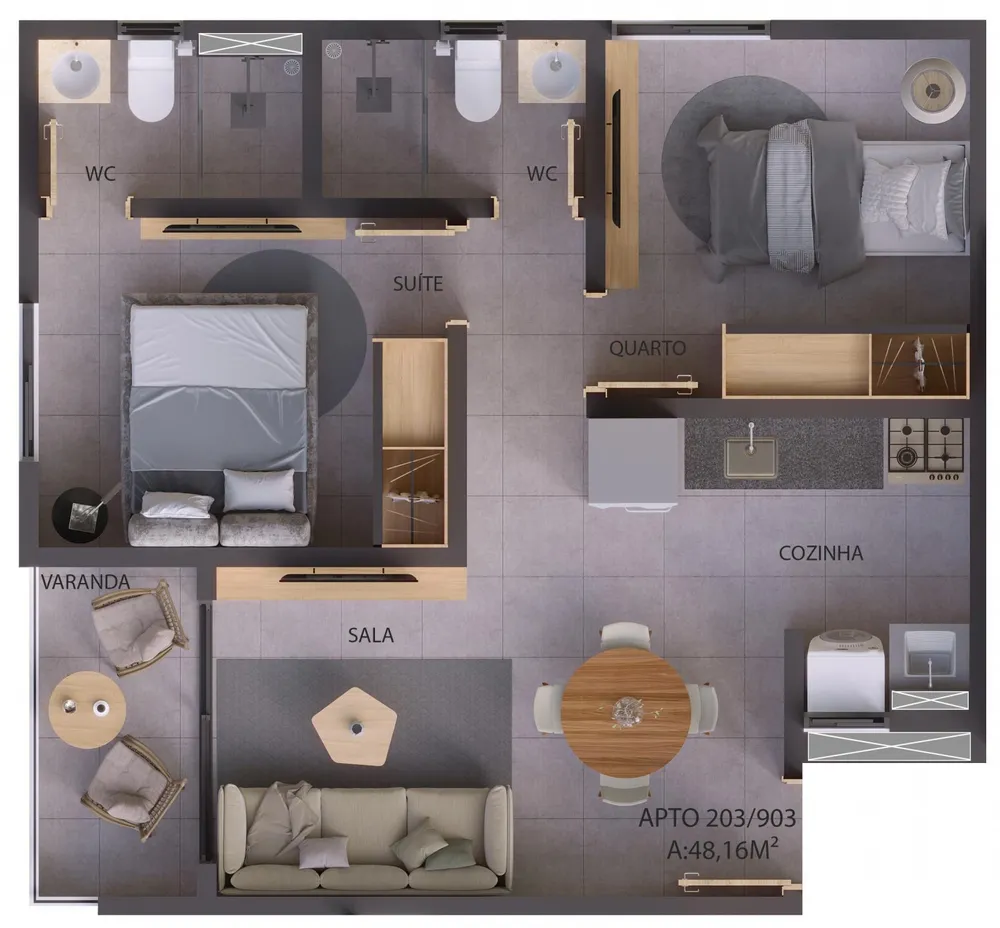 Apartamento, 2 quartos, 47 m² - Foto 1