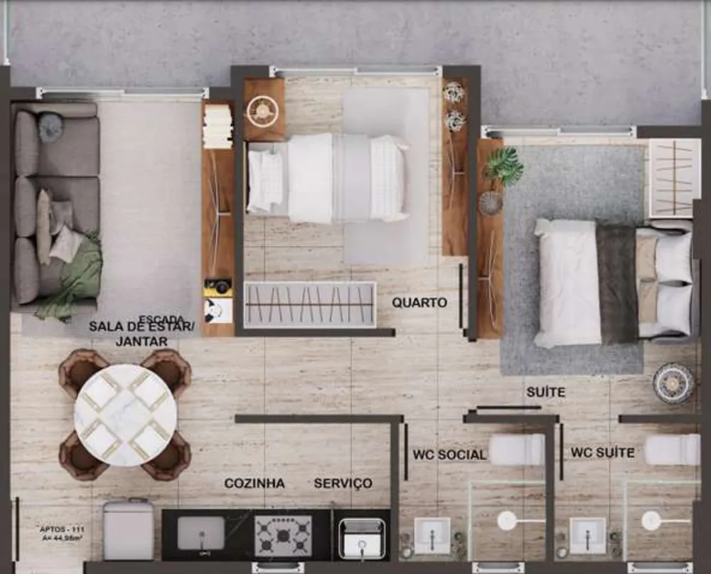 Apartamento, 2 quartos, 44 m² - Foto 4