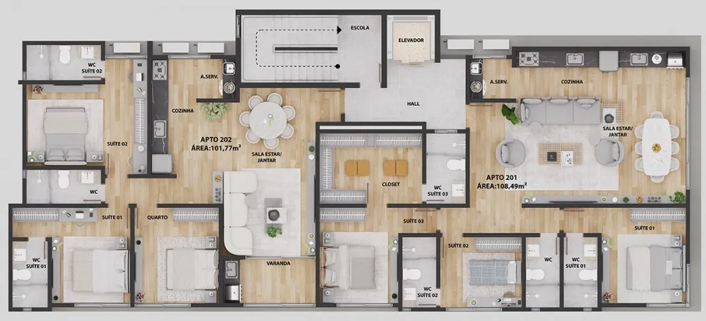 Apartamento, 3 quartos, 101 m² - Foto 3