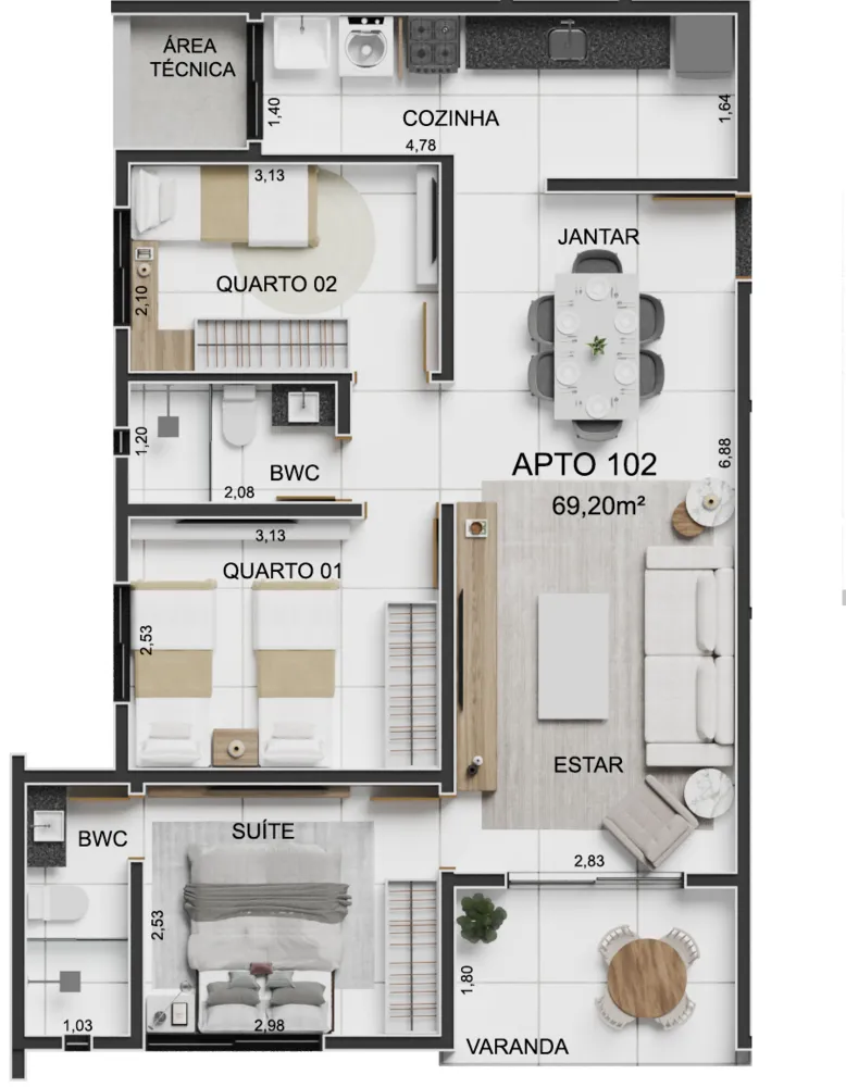 Apartamento, 3 quartos, 68 m² - Foto 12