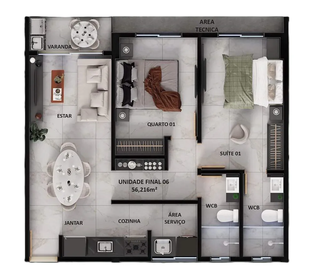 Apartamento, 2 quartos, 56 m² - Foto 7