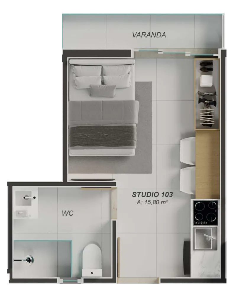 Apartamento, 1 quarto, 16 m² - Foto 7