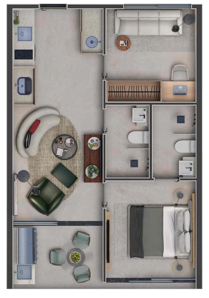 Casa, 1 quarto, 53 m² - Foto 3