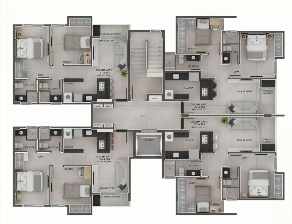 Apartamento, 2 quartos, 52 m² - Foto 1