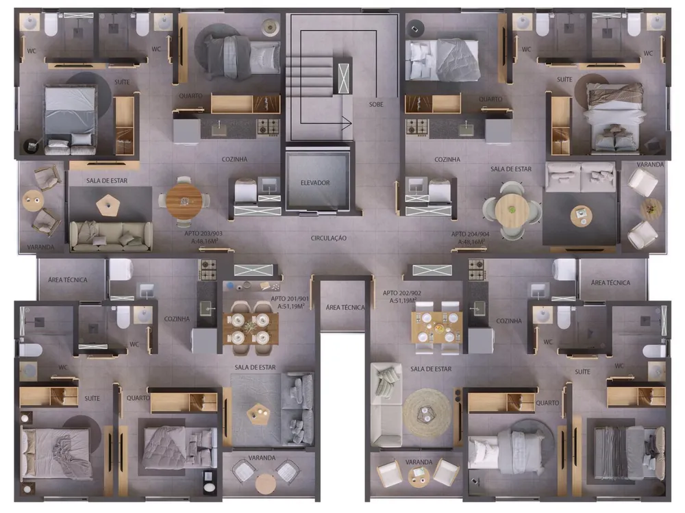 Apartamento, 2 quartos, 52 m² - Foto 2