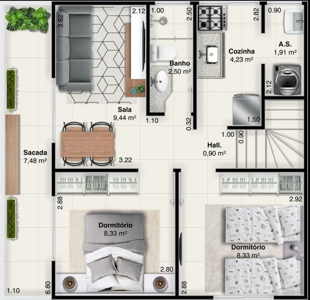 Casa, 2 quartos, 56 m² - Foto 2
