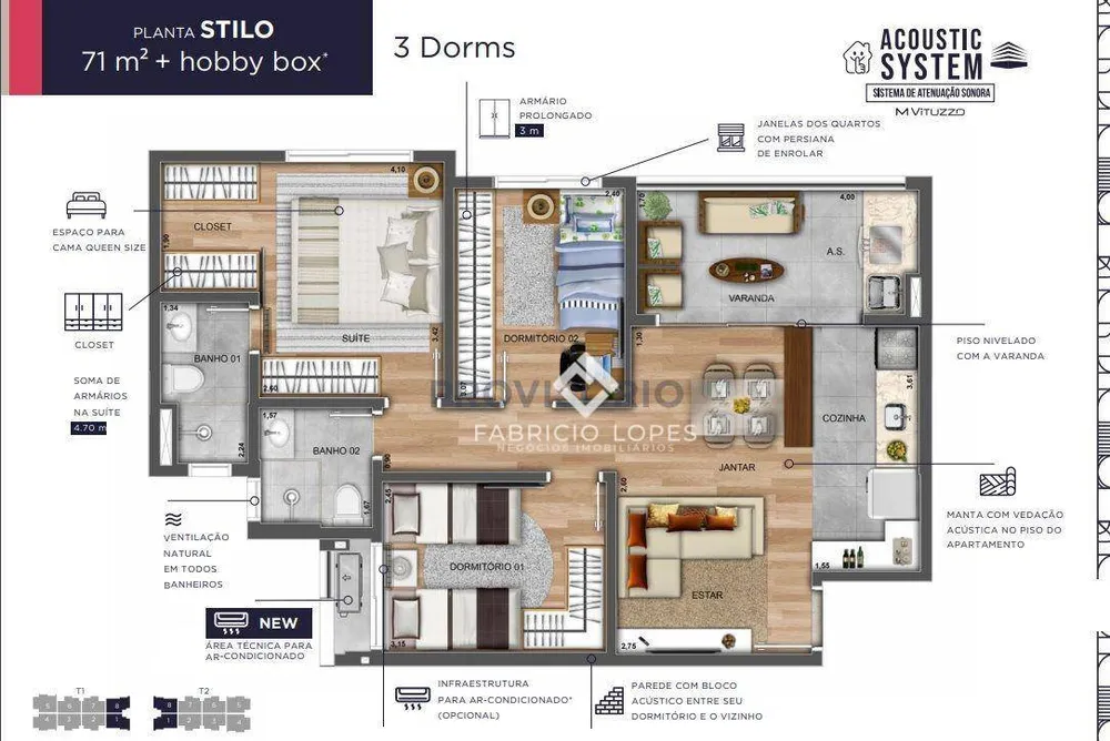 Apartamento, 3 quartos, 71 m² - Foto 1