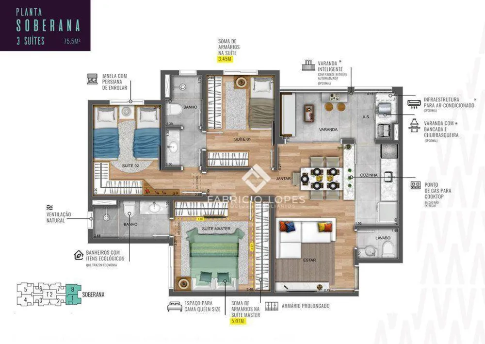 Apartamento, 3 quartos, 75 m² - Foto 1