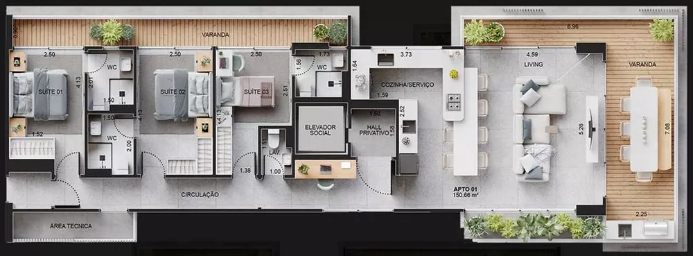 Apartamento à venda com 3 quartos, 151m² - Foto 5