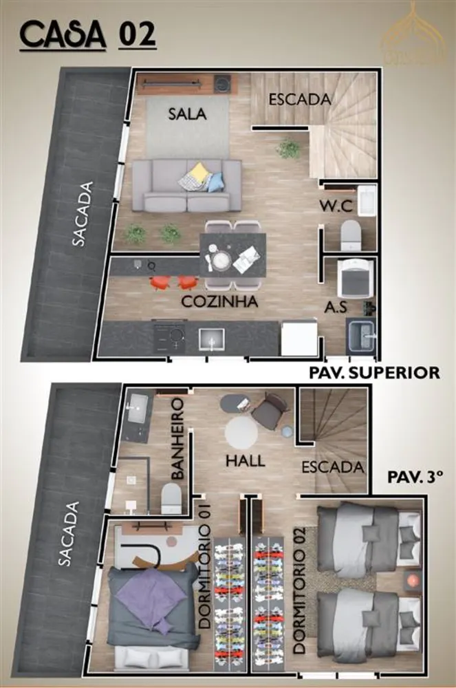 Sobrado, 2 quartos, 75 m² - Foto 2