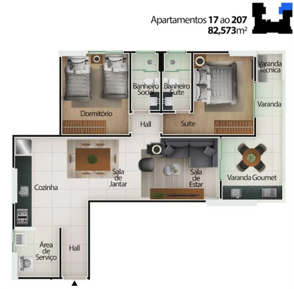 Apartamento, 2 quartos, 83 m² - Foto 8