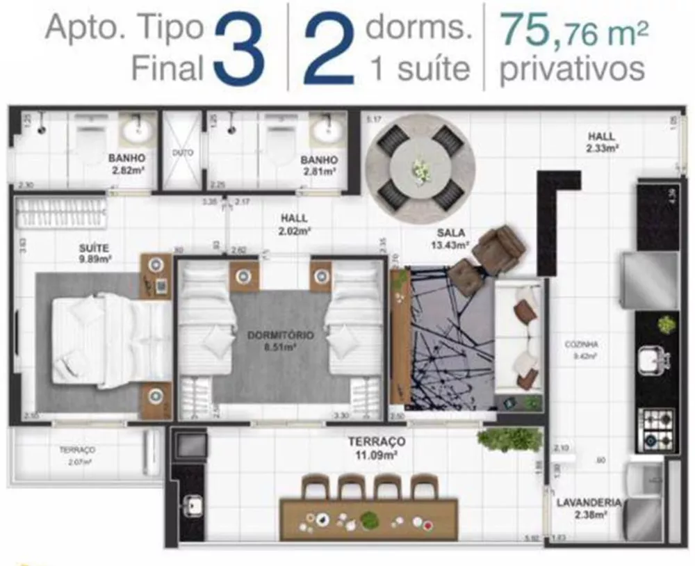 Apartamento à venda com 2 quartos, 76m² - Foto 8