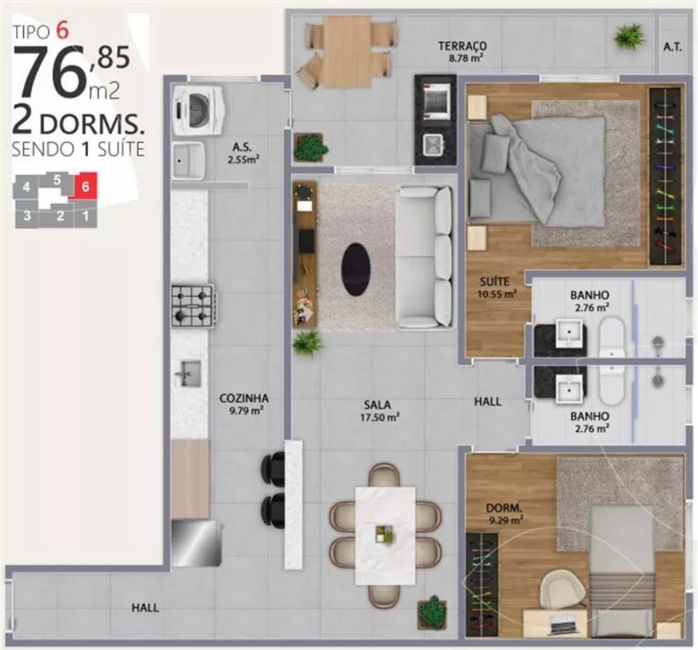 Apartamento à venda com 2 quartos, 77m² - Foto 7