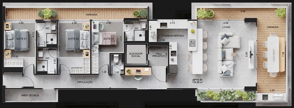Apartamento, 3 quartos, 151 m² - Foto 2