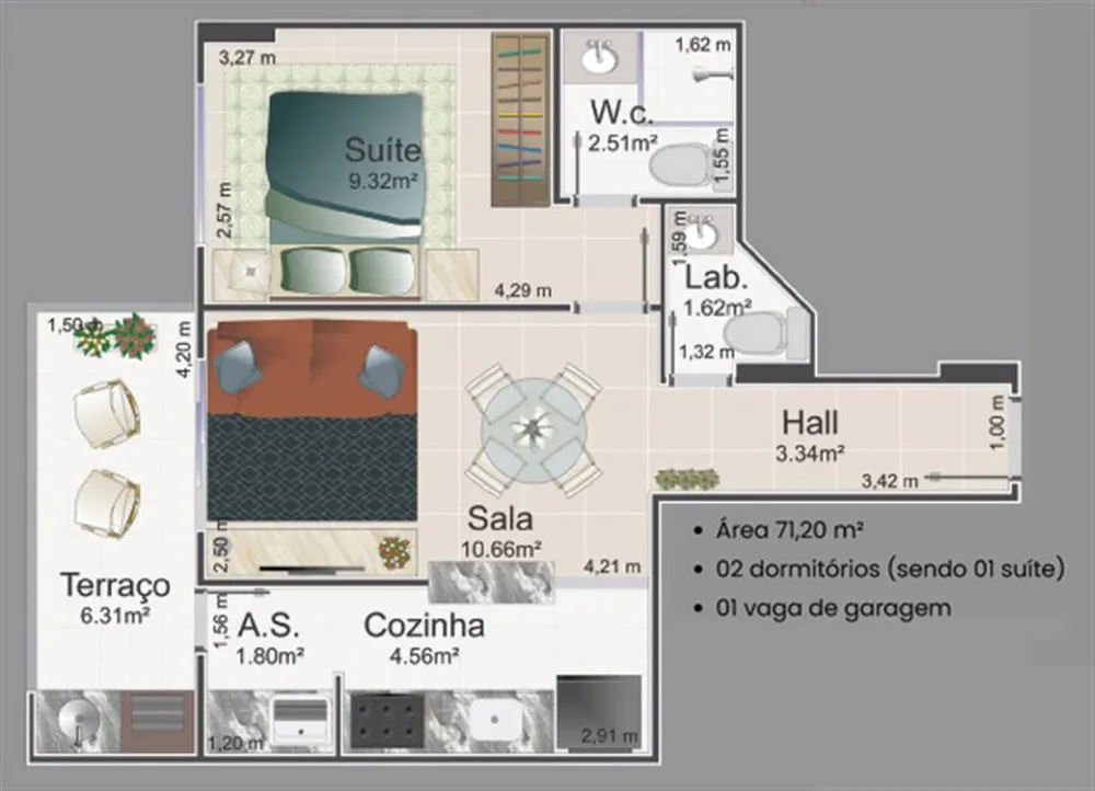 Apartamento, 1 quarto, 49 m² - Foto 1