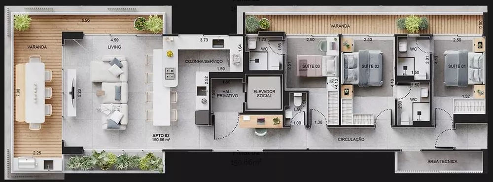 Apartamento à venda com 3 quartos, 151m² - Foto 5