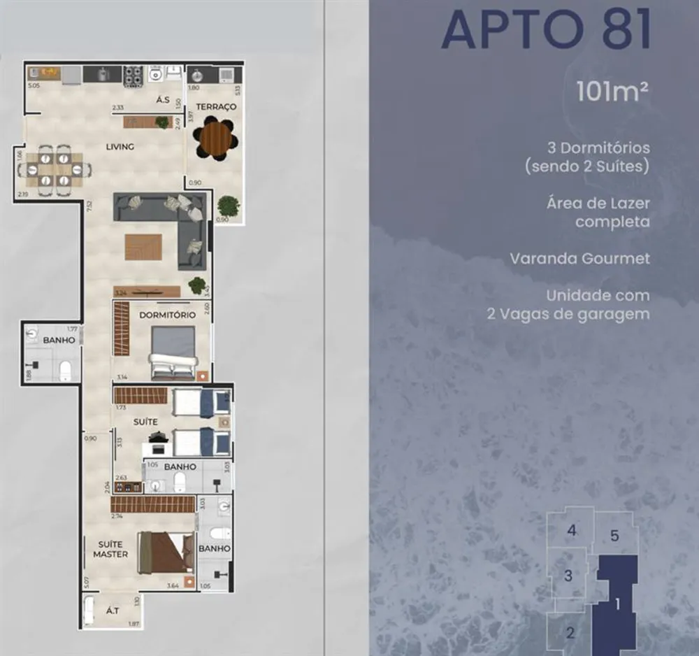 Apartamento, 3 quartos, 102 m² - Foto 1