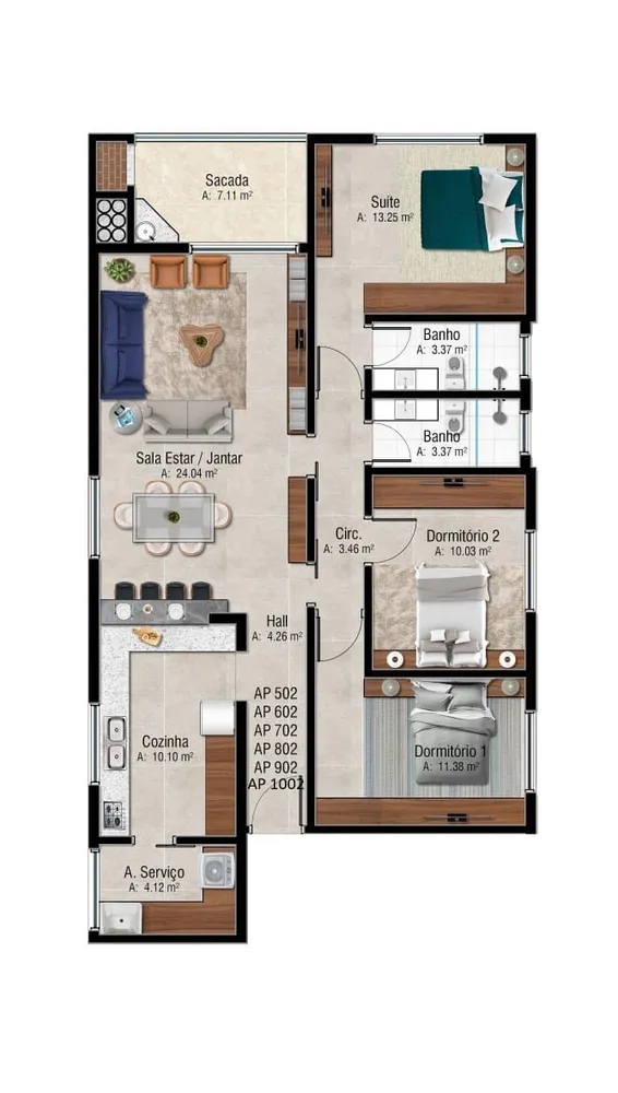 Apartamento, 3 quartos, 117 m² - Foto 2