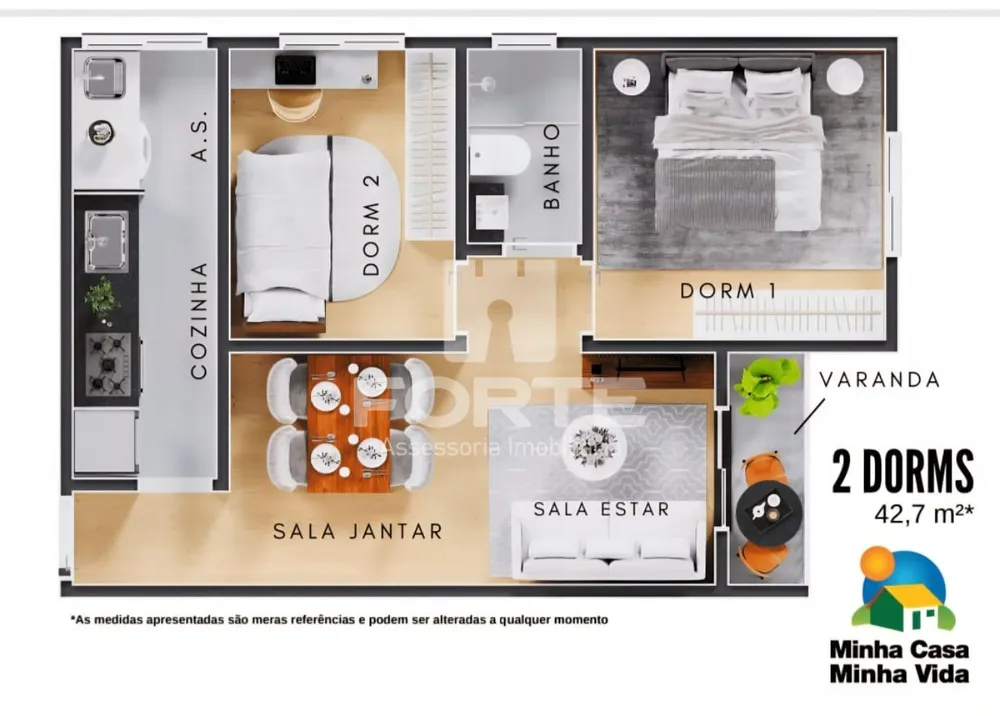 Apartamento, 2 quartos, 42 m² - Foto 1