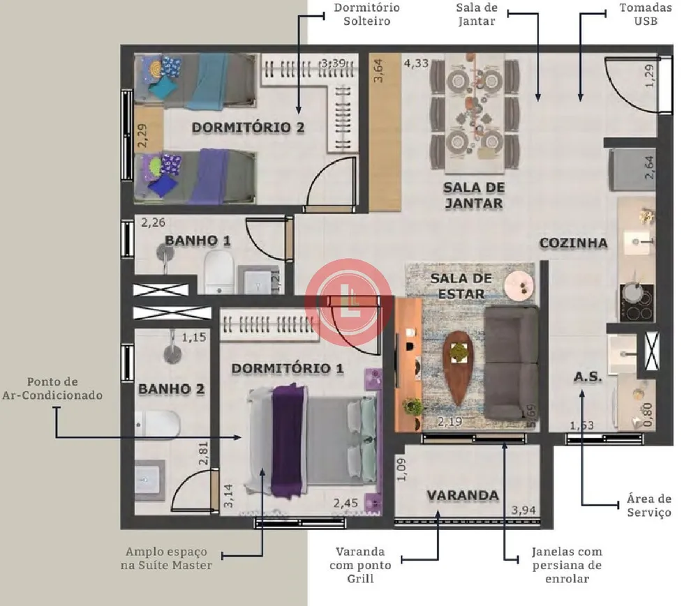 Apartamento, 2 quartos, 56 m² - Foto 5