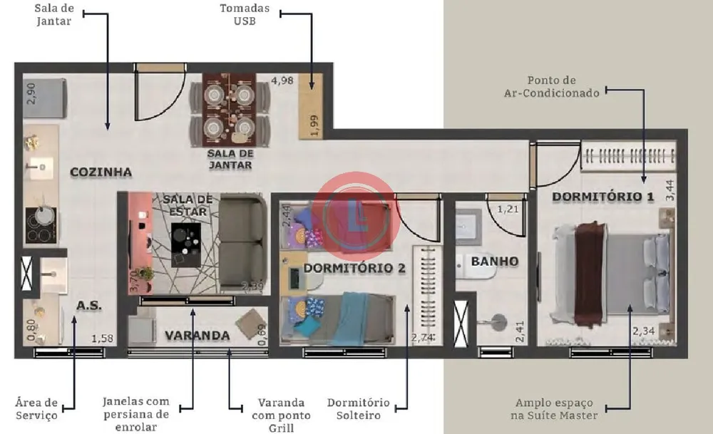 Apartamento, 2 quartos, 47 m² - Foto 3