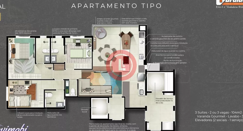 Apartamento, 3 quartos, 104 m² - Foto 2