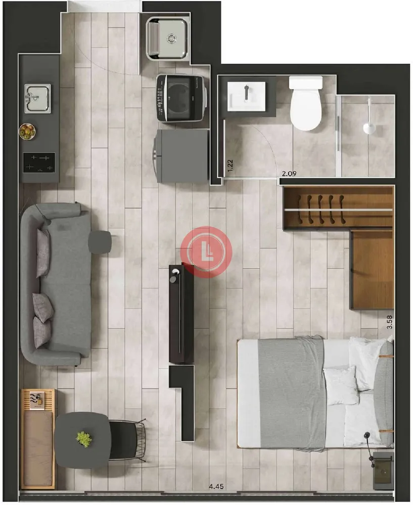 Apartamento, 1 quarto, 24 m² - Foto 10