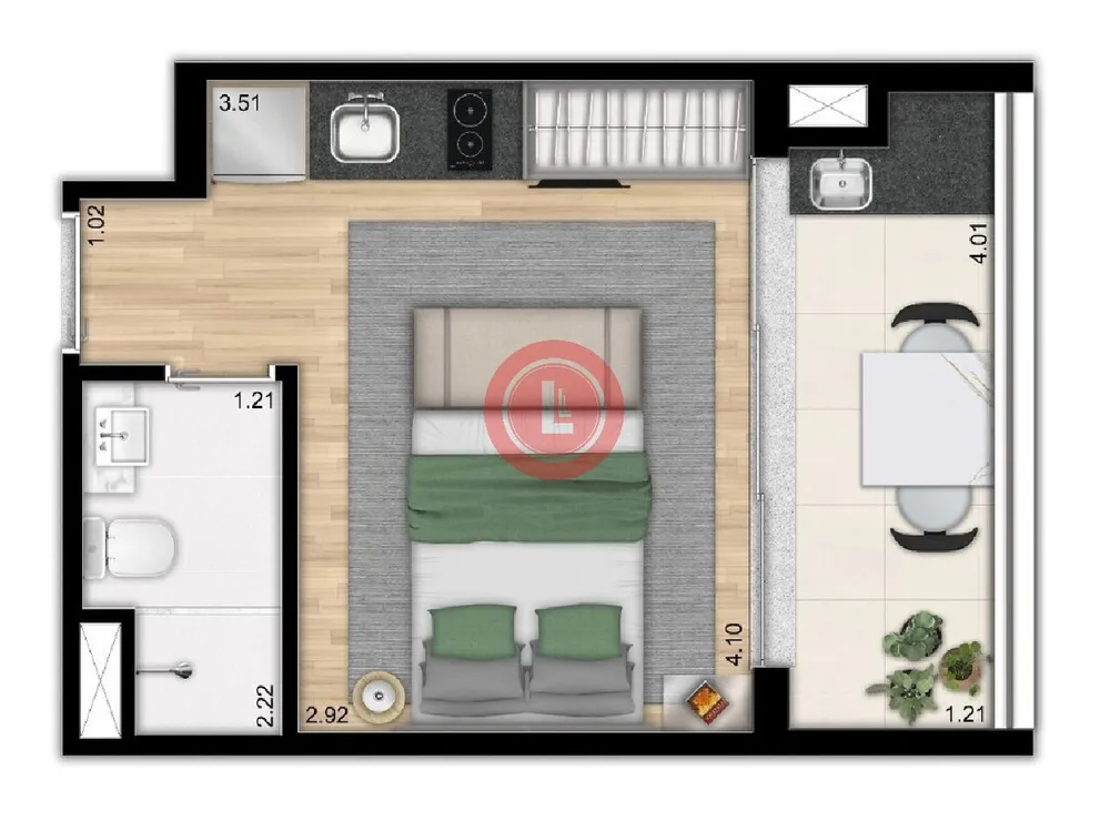 Apartamento, 1 quarto, 36 m² - Foto 2