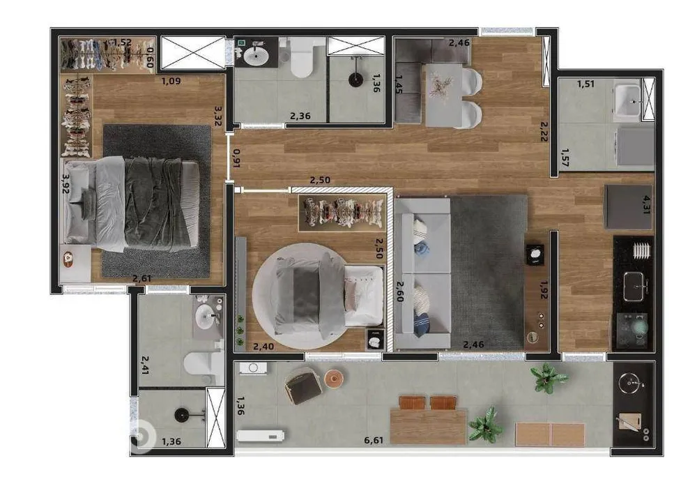 Apartamento, 2 quartos, 60 m² - Foto 3
