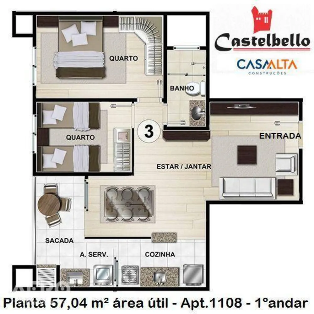 Apartamento, 2 quartos, 57 m² - Foto 2