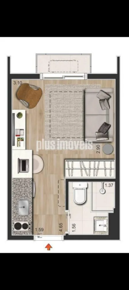 Kitnet-Studio, 17 m² - Foto 3
