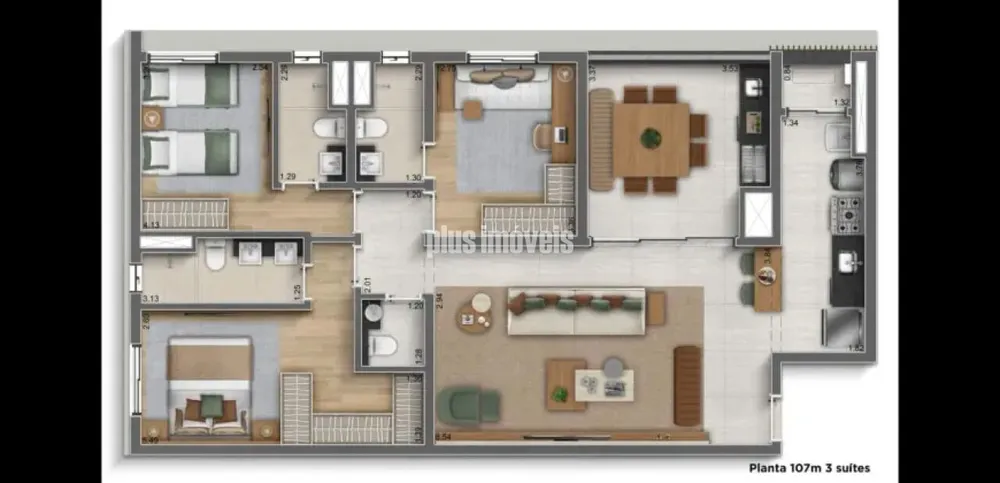Apartamento, 3 quartos, 107 m² - Foto 3