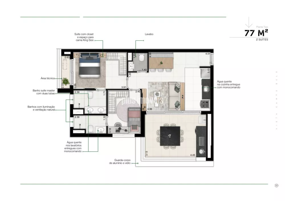 Apartamento à venda com 2 quartos, 77m² - Foto 2