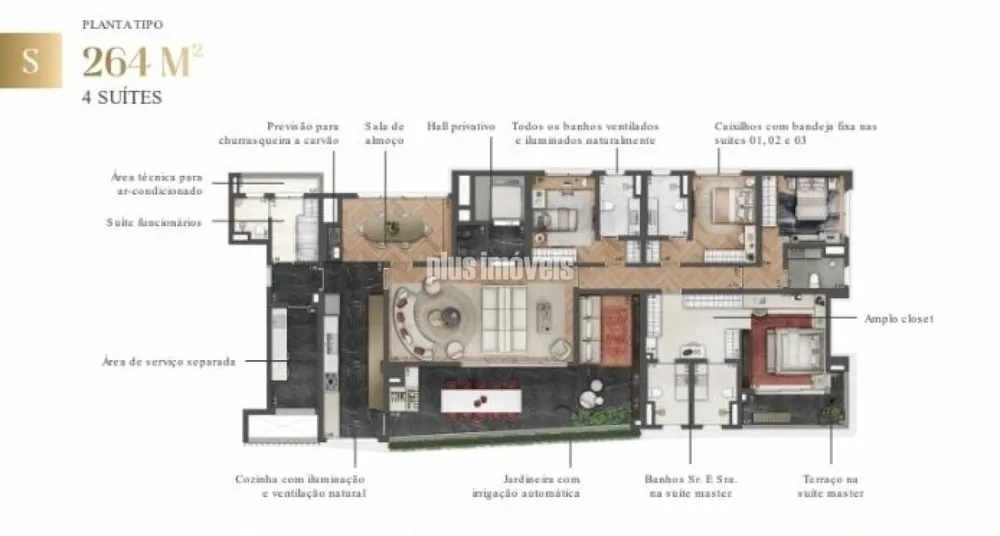 Apartamento, 4 quartos, 264 m² - Foto 1