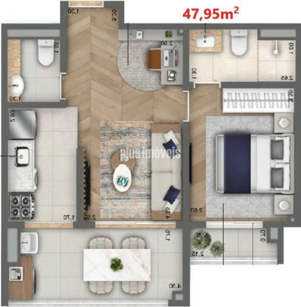 Apartamento, 1 quarto, 47 m² - Foto 1