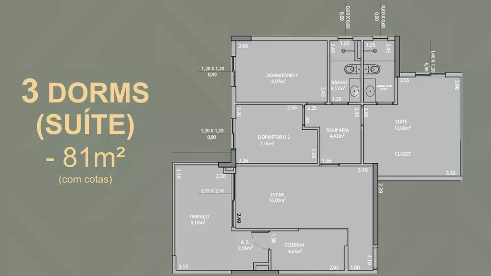 Apartamento à venda com 3 quartos, 81m² - Foto 3