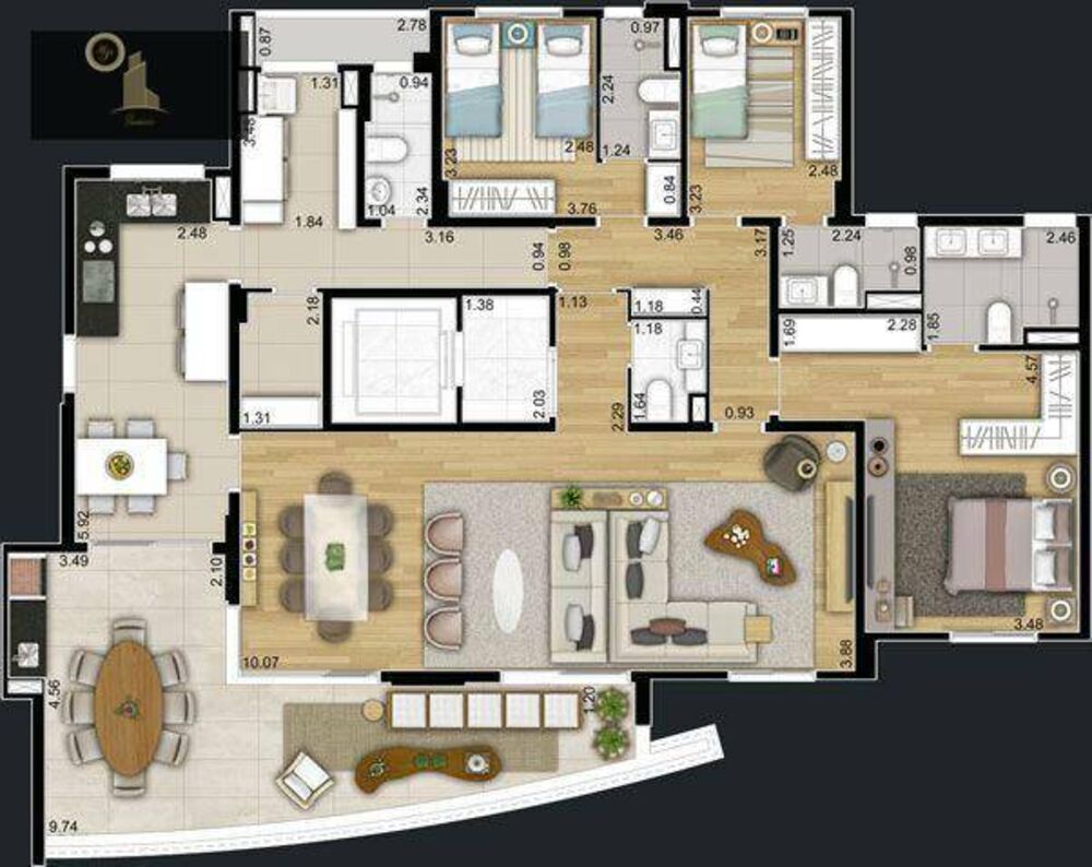 Apartamento, 3 quartos, 185 m² - Foto 2