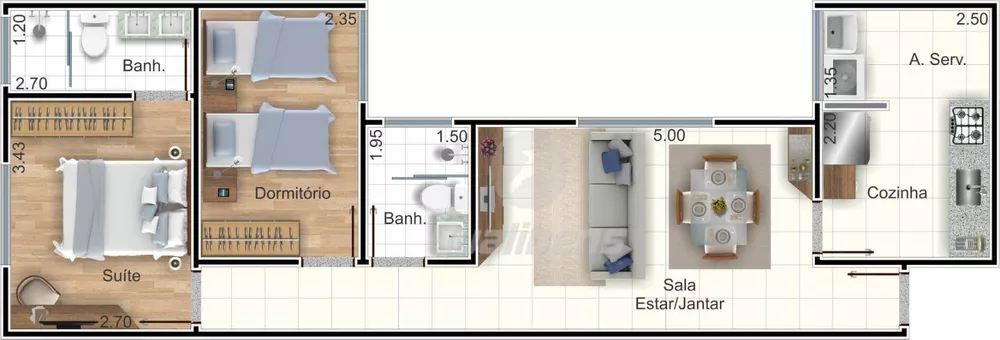 Apartamento à venda com 1 quarto, 37m² - Foto 3