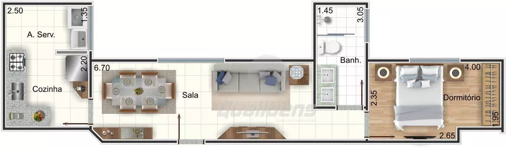 Apartamento à venda com 1 quarto, 37m² - Foto 2