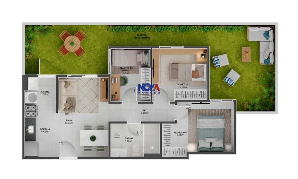 Apartamento, 3 quartos, 55 m² - Foto 2