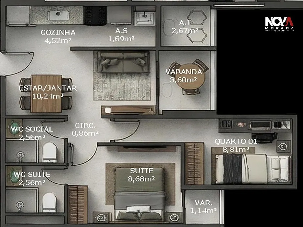 Apartamento, 2 quartos, 52 m² - Foto 10